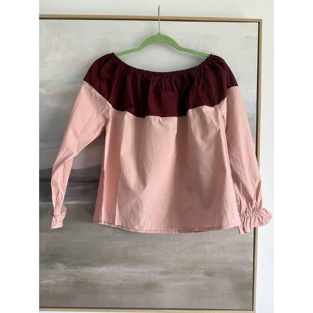 Hayden Los Angeles Women's Blouse Small Pink Maroon Off The Shoulder